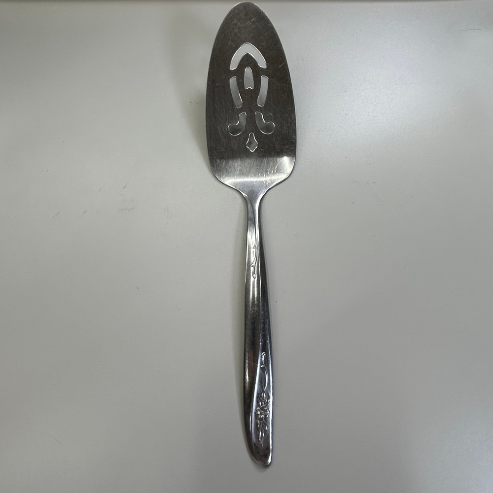 Vintage Oneida Midsummer Thor Pierced Pie Server 8.5" Stainless USA Floral